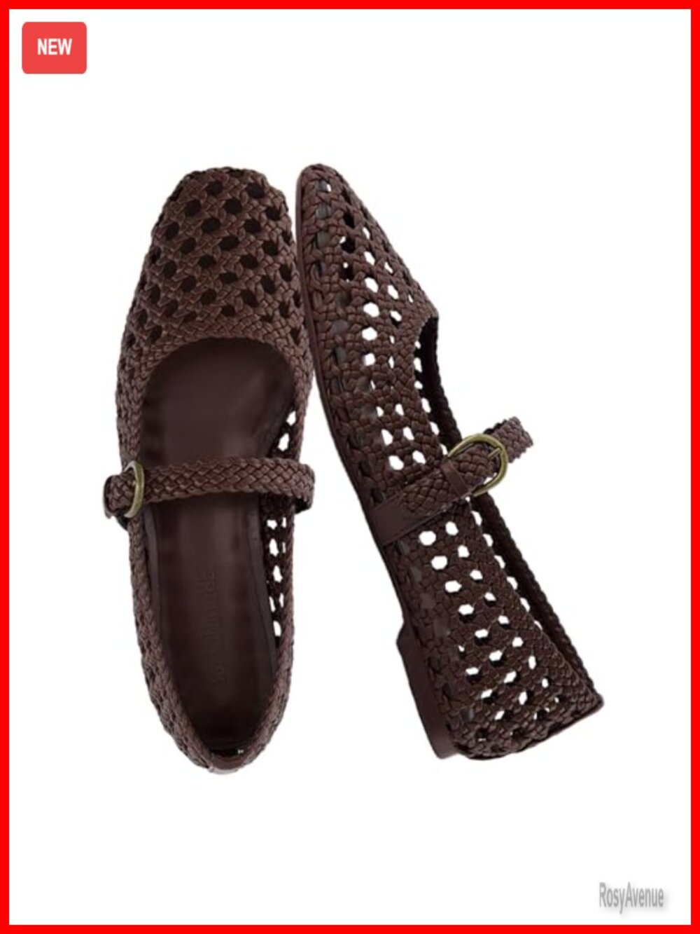 Hand Woven Vegan Leather Mary Jane Flats Memory Foam Ballet